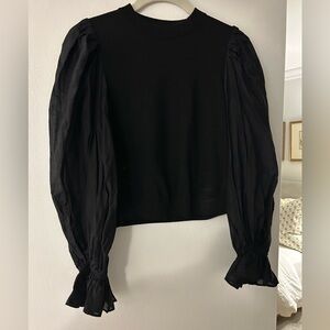 Alice + Olivia Fitted Sweater top with puff sleeves